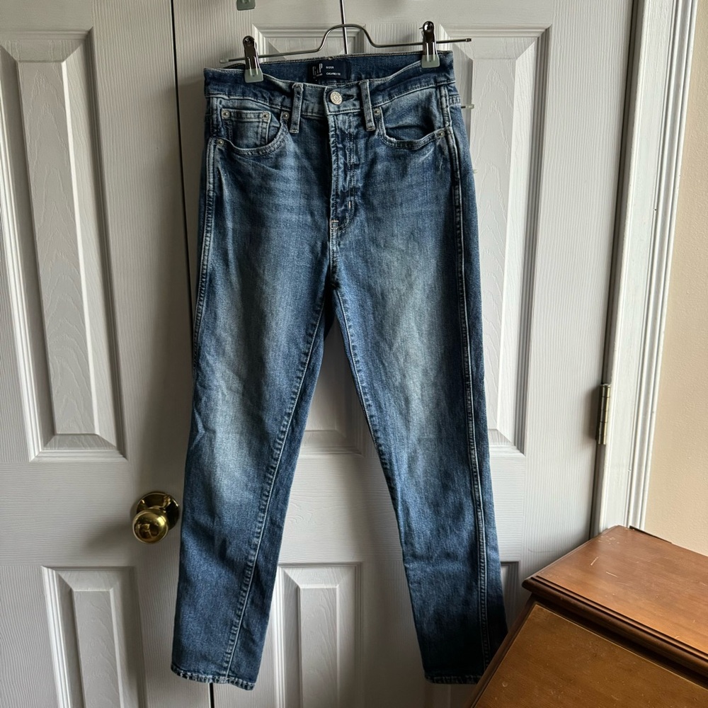 gap cigarette style dark wash jeans